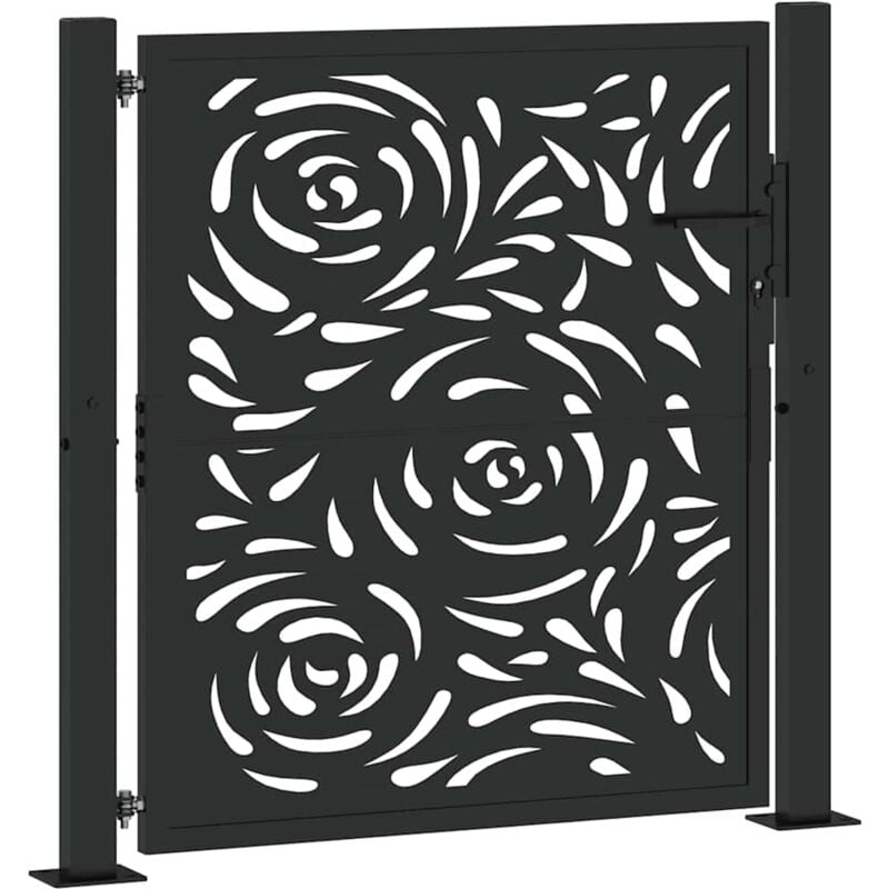 Vidaxl - Portail de jardin noir 105x106 cm acier conception de flamme
