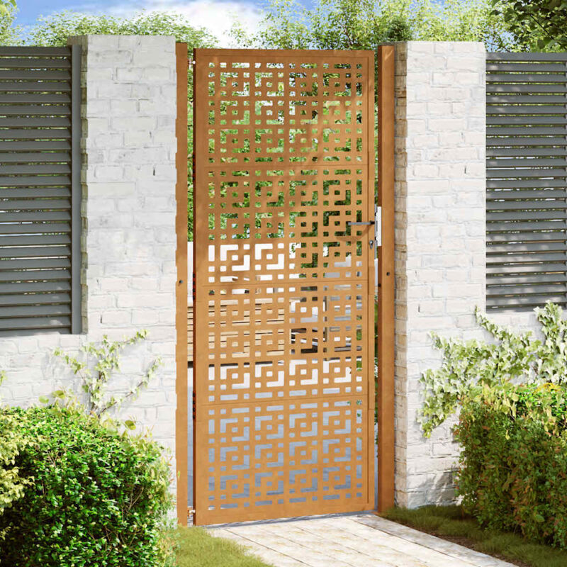 Vidaxl - Porte de jardin acier résistant aux intempéries design croisé