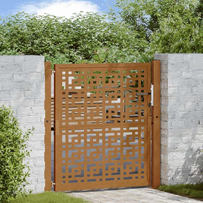 Vidaxl - Porte de jardin acier résistant aux intempéries design croisé
