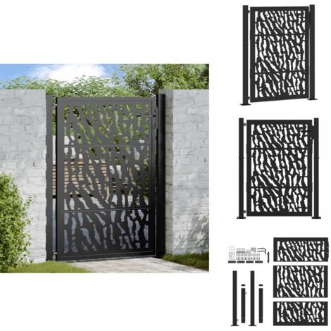 Portail de jardin noir 105x130 cm acier conception de tracés - Porte De Jardin - Portes De Jardin - Porte De Clôture - Porte De Sécurité