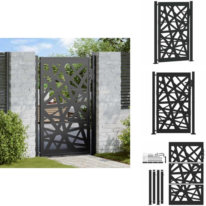 Portail de jardin noir 105x155 cm acier conception de lumière - Porte De Jardin - Portes De Jardin - Porte De Clôture - Porte De Sécurité