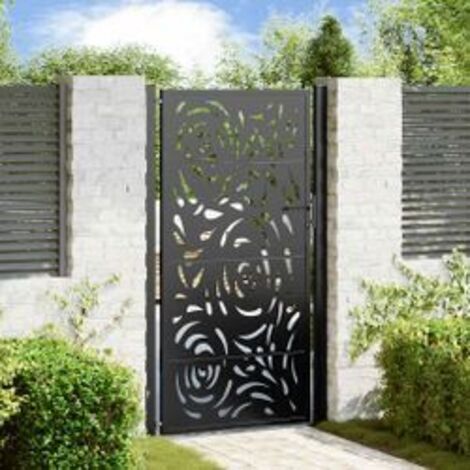 Portail de jardin noir 105x180 acier conception de flamme