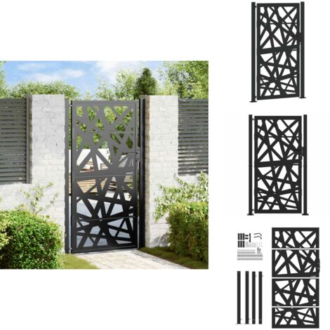 Portail de jardin noir 105x180 cm acier conception de lumière - Porte De Jardin - Portes De Jardin - Porte De Clôture - Porte De Sécurité