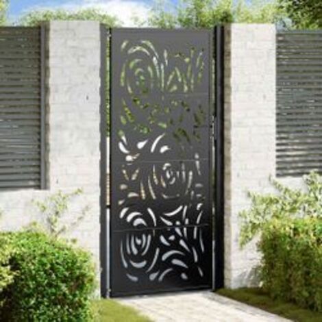 Portail de jardin noir 105x205 acier conception de flamme