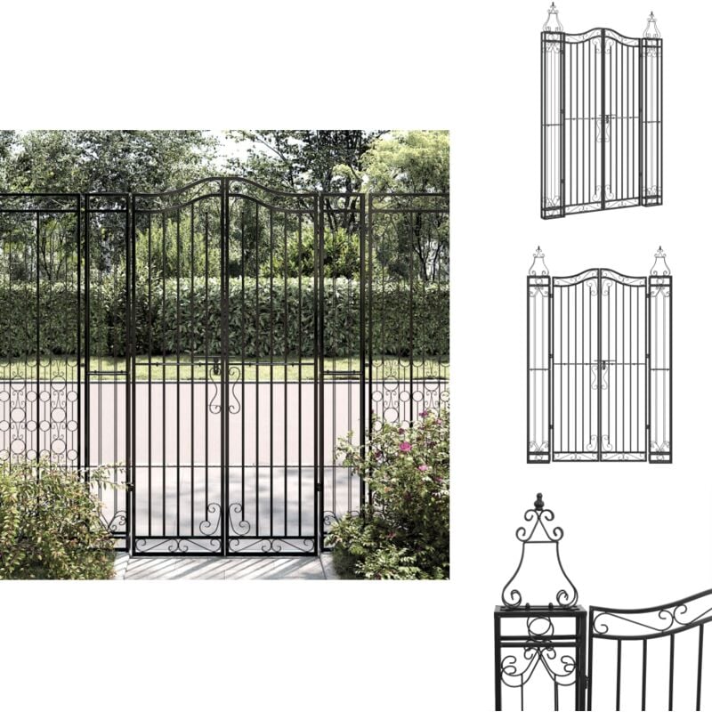 Portail de jardin noir 121x8x180 cm fer forgé - Portail De Jardin - Portail En Fer Forgé - Porte De Jardin - Clôture - Décoration Extérieur