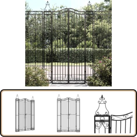 Portail de jardin noir 121x8x200 cm fer forgé - Portail De Jardin - Portail En Fer Forgé - Porte De Jardin - Clôture - Décoration Extérieure