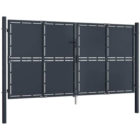 Portail de jardin  Portail de clôture  Portillons de jardin Acier 300x150 cm Anthracite XRJR395258
