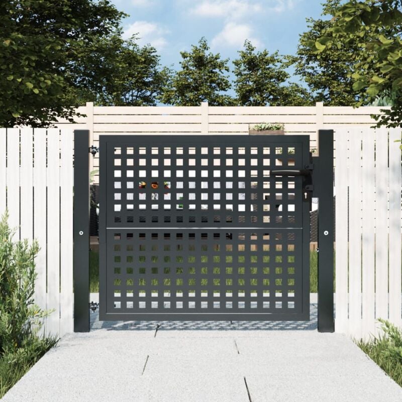 Portail de jardin, Porte de jardin, Portillon anthracite 105x125 cm acier CON763171 design in