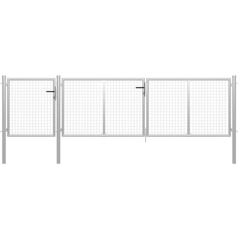 Portail de jardin-Portillon de jardin en acier 400 x 75 cm argenté