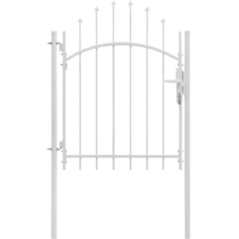 Portail de jardin  Portillon Grillage Portail de Clôture Acier 1 x 2 m Blanc 11187