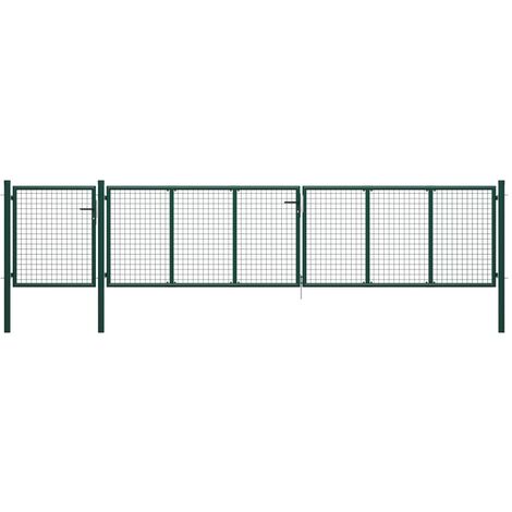 Portail de jardin | Portillon Grillage Portail de Clôture Acier 500 x 75 cm Vert 87053