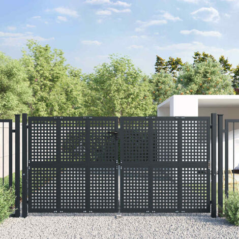 Portail de jardin  Portillon Grillage Portail de Clôture anthracite 300x175 cm acier 44733