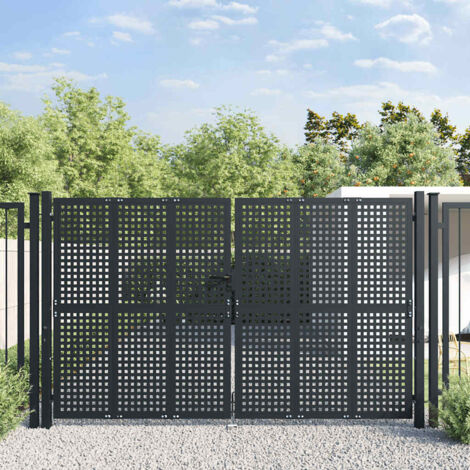 Portail de jardin  Portillon Grillage Portail de Clôture anthracite 300x250 cm acier 68172