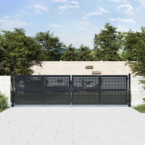 Portail de jardin  Portillon Grillage Portail de Clôture anthracite 400x125 cm acier 54182