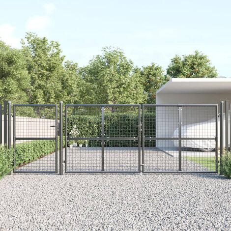 Portail de jardin  Portillon Grillage Portail de Clôture maille anthracite 400x175 cm acier galvanisé 13890