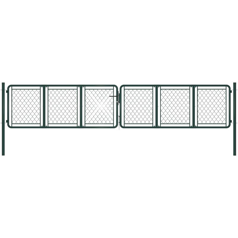 Portail de jardin | Portillon Grillage Portail de Clôture Acier 400 x 75 cm Vert 22136