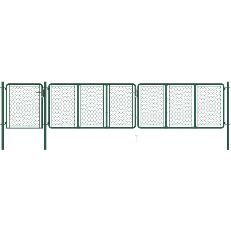 Portail de jardin | Portillon Grillage Portail de Clôture Acier 75x495 cm Vert 80749