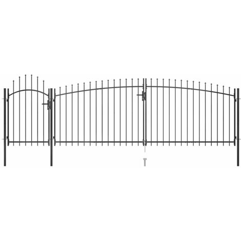 Portail de jardin Woerden avec pointe en forme de lance 5 x 1,5 m noir