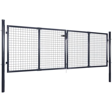Portail de jardin，Portail de clôture，Portail en maille Acier galvanisé 289x100 cm Gris CFW28328