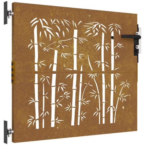 Portail de jardin，Portail de clôture，Portillon de jardin 85x100 cm acier corten design de bambou CFW99507