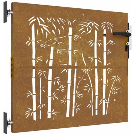 Portail de jardin，Portail de clôture，Portillon de jardin 85x75 cm acier corten design de bambou CFW92733