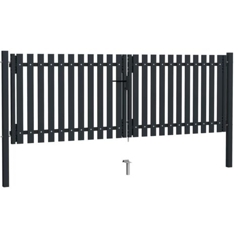 Portail de jardin，Portail de clôture，Portillon de jardin à double porte Acier 306x125 cm Anthracite CFW72297