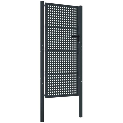 Portail de jardin，Portail de clôture，Portillon de jardin anthracite 105x250 cm acier CFW46496