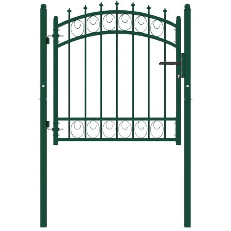 Portail de jardin，Portail de clôture，Portillon de jardin avec pointes Acier 100x100 cm Vert CFW98782