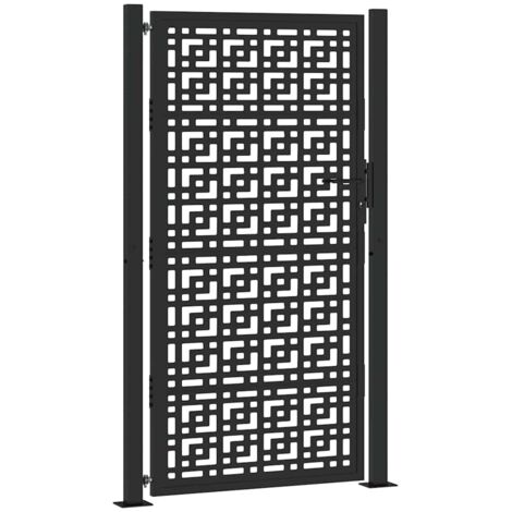 Portail de jardin，Portail de clôture，Portillon de jardin noir 105x180 cm acier conception croisée CFW48121