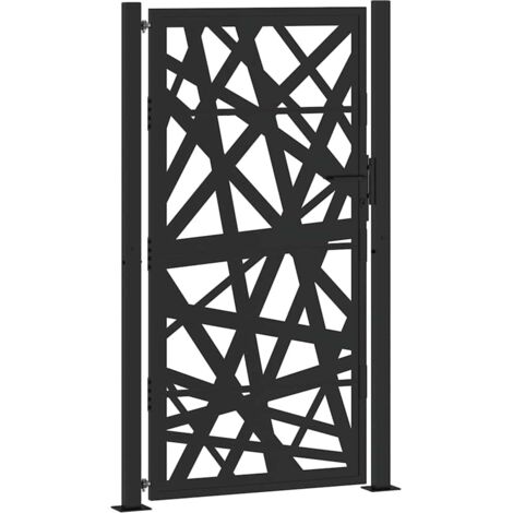 Portail de jardin，Portail de clôture，Portillon de jardin noir 105x180 cm acier conception de lumière CFW83002