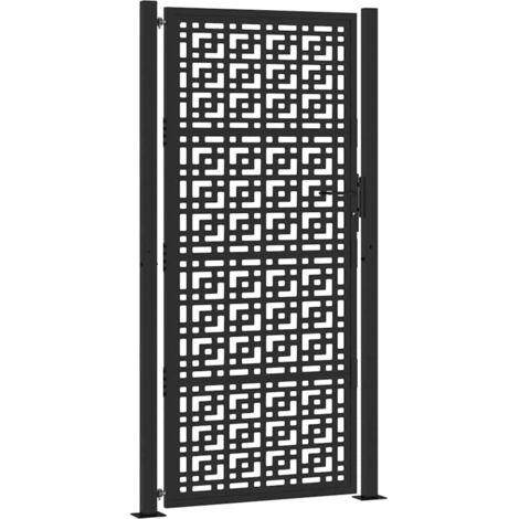 Portail de jardin，Portail de clôture，Portillon de jardin noir 105x205 cm acier conception croisée CFW33722