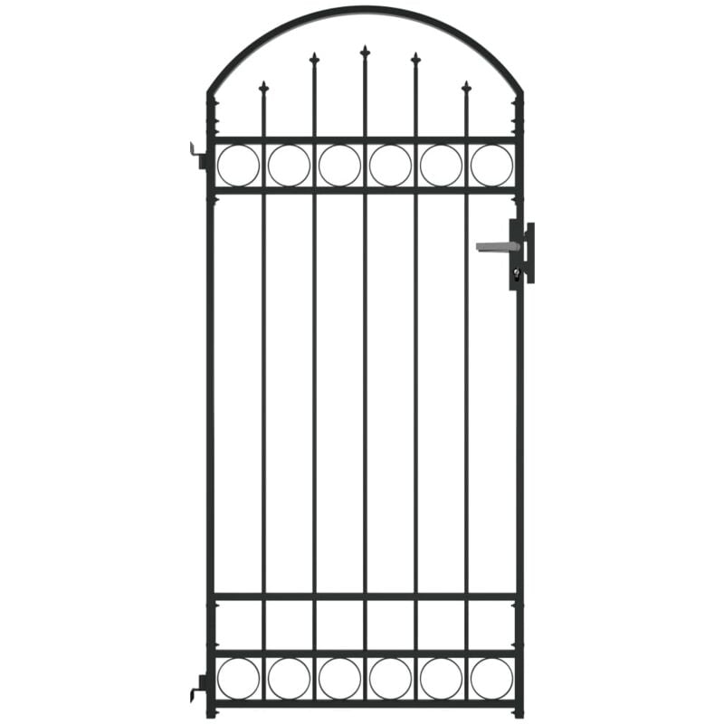 Portail de jardin,Portail de clôture,Portillons de jardin avec dessus arqué Acier 89x200 cm Noir CFW71260