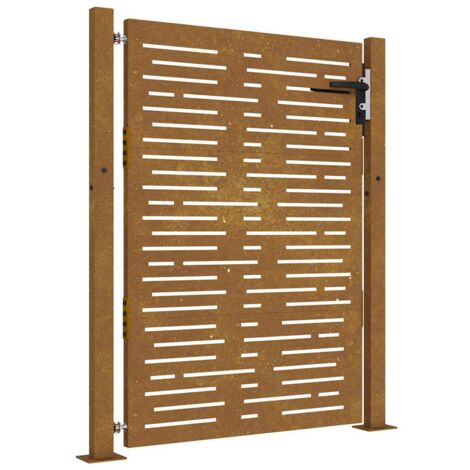 Portail de jardin，Portillon，Porte de jardin 105x155 cm acier corten conception de carré CFW43131