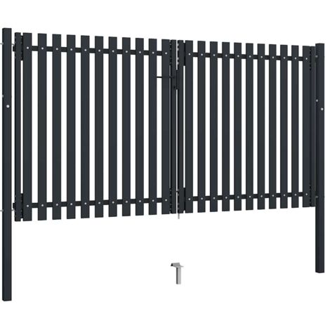 Portail double en acier 300 x 175 cm anthracite