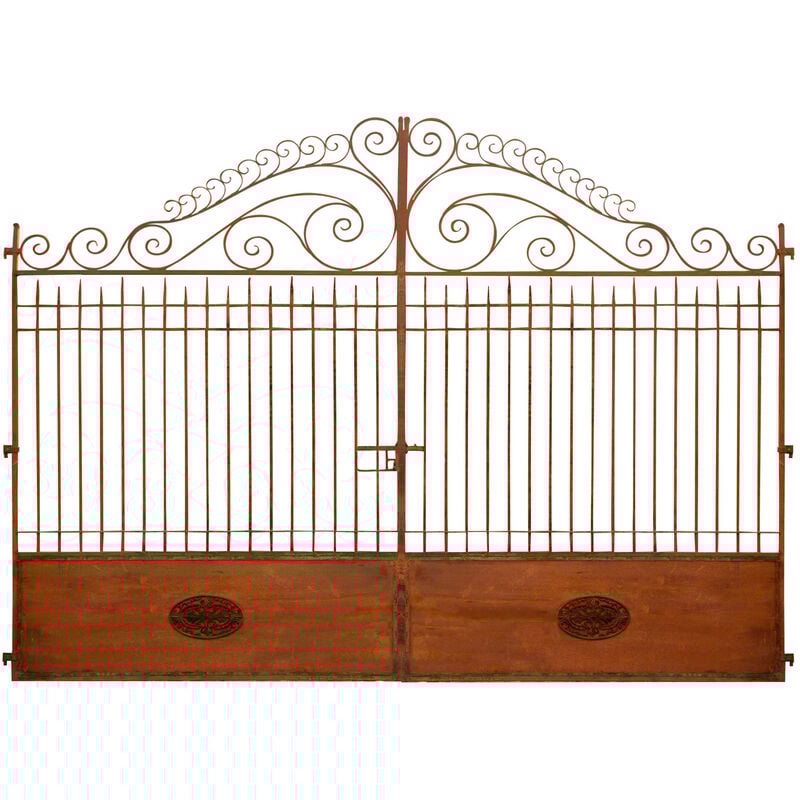 Portail extérieur en fer 400x245x7 cm Portail en fer forgé finition antique Pièce unique Portail de jardin extérieur