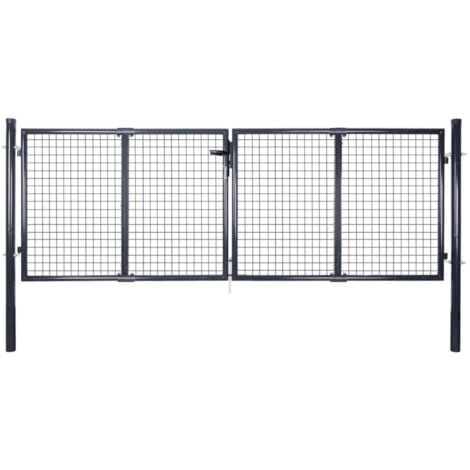 Portail en maille Acier galvanisé 289x100 cm Gris vidaXL
