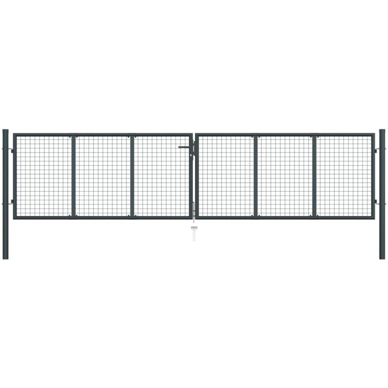 Portail en maille de jardin Acier galvanisé 400 x 125 cm Gris - Vidaxl