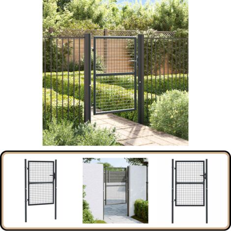 Portail en maille de jardin Acier galvanisé 100 x 175 cm Gris - Portail Jardin - Portillon Aluminium - Clôture Jardin - Porte D'entrée Extérieur - Portail Design