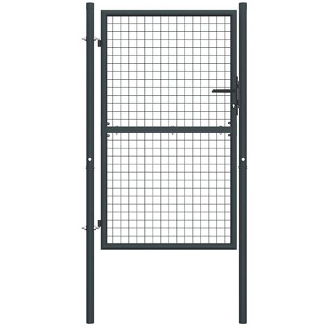 Portail en maille de jardin Acier galvanisé 100 x 200 cm Gris
