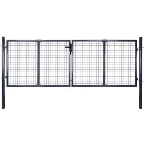 Portail en maille de jardin Acier galvanisé 289 x 125 cm Gris
