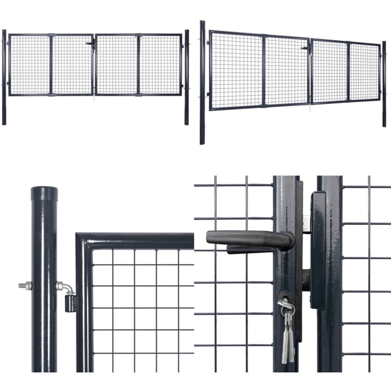 Vidaxl - Portail en maille de jardin Acier galvanisé 289x75 cm Gris - Portail Jardin - Portillon - Clôture - Fermeture Jardin - Sécurité Jardin