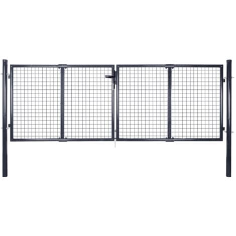 Portail en maille de jardin Acier galvanisé 289x75 cm Gris vidaXL