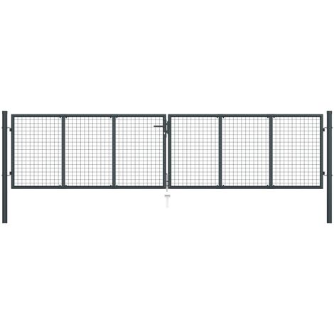 Portail en maille de jardin Acier galvanisé 400 x 125 cm Gris 2