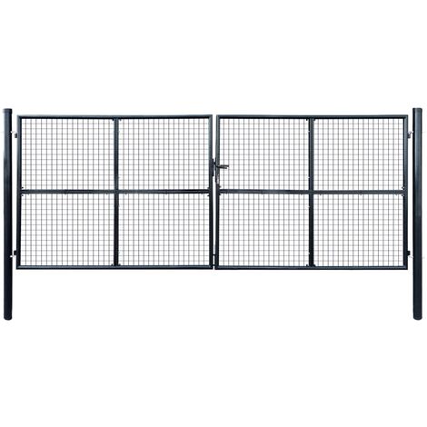 Portail en maille de jardin Acier galvanisé 400 x 150 cm Gris 2
