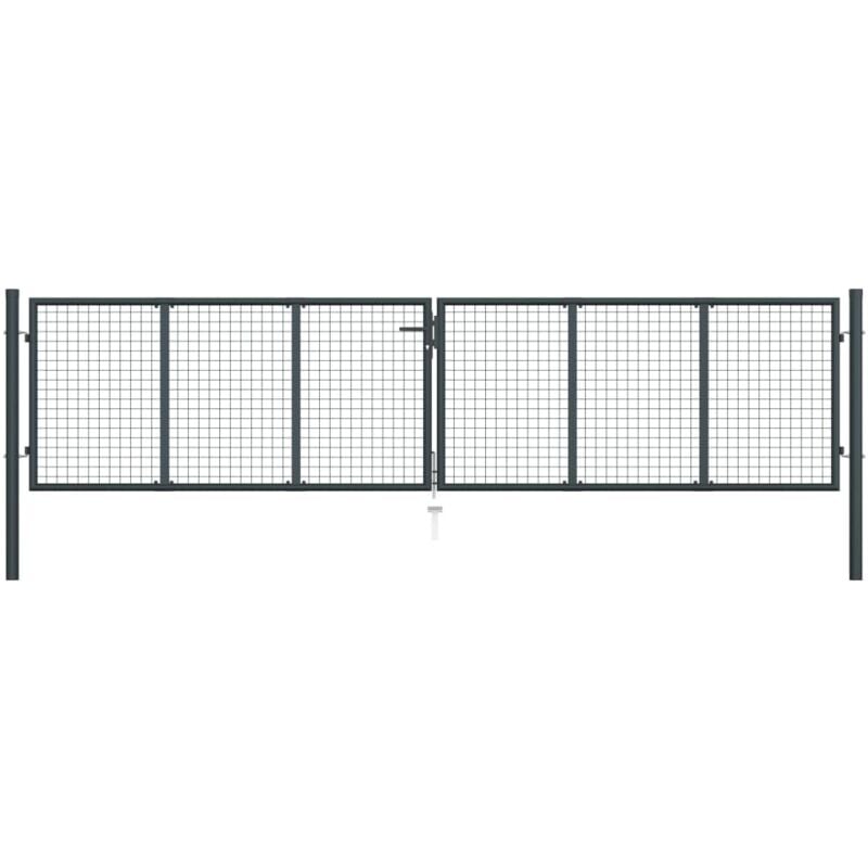 Torana - Portail en maille de jardin Acier galvanisé 400 x 150 cm Gris