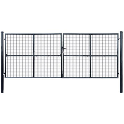 Portail en maille de jardin Acier galvanisé 400 x 150 cm Gris