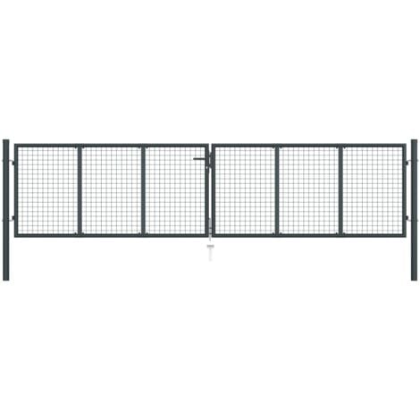 Portail en maille de jardin Acier galvanisé 400 x 150 cm Gris vidaXL