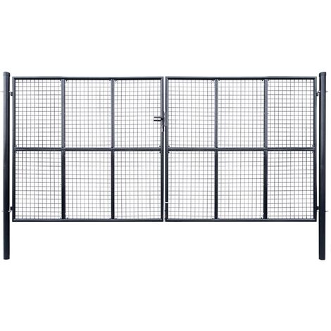 Portail en maille de jardin Acier galvanisé 400 x 200 cm Gris