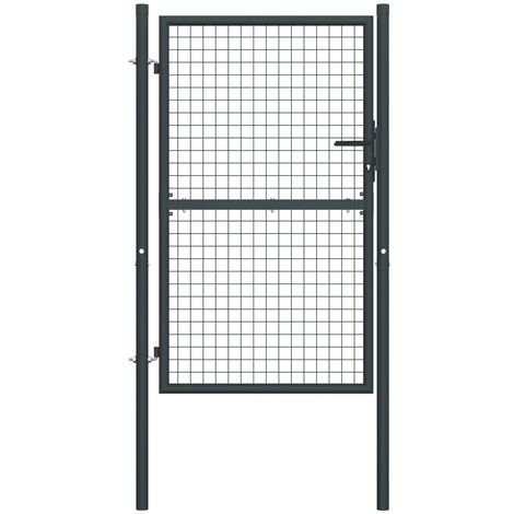 Portail en maille de jardin  Portillon Grillage Portail de Clôture Acier galvanisé 100 x 250 cm Gris 16311
