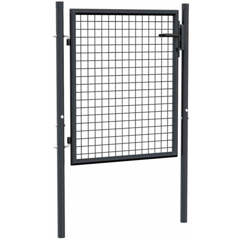 Portail en maille de jardin,Portail de clôture,Portillon de jardin Acier galvanisé 100 x 125 cm Gris CFW89986